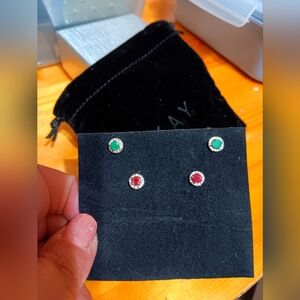 Natural Emerald And Ruby Earings.